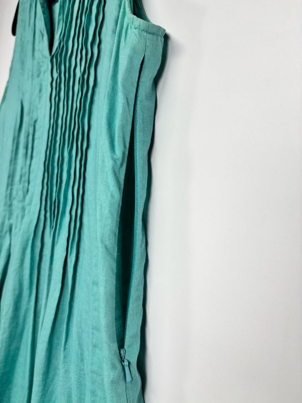 ✨J. Jill 100% Line Pintuck Sleeveless Teal Maxi Dress Size M - Picture 8 of 11